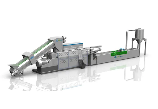 Reciclagem de resíduos de plástico PE/PP/PS/EPS Saco de compras de flocos de filme de parafuso único, granulador de plástico de estágio duplo único, máquina de pelotização